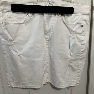 Loft white stretch denim mini skirt